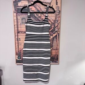 Classic & Preppy Sailor striped Navy and White Sleeveless Bodycon Dress